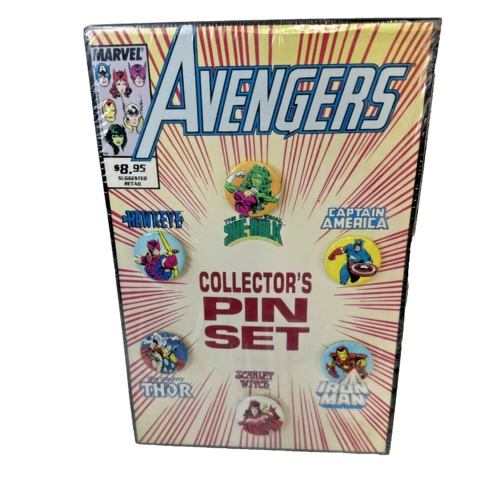 Marvel Comics Vtg  AVENGERS Collector's Pin Set of 6 Sealed 1989 Iron Man